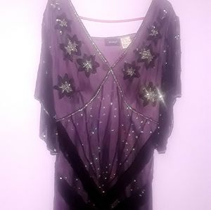 Classy Purple/Black Sequined Sheer Mesh Dress